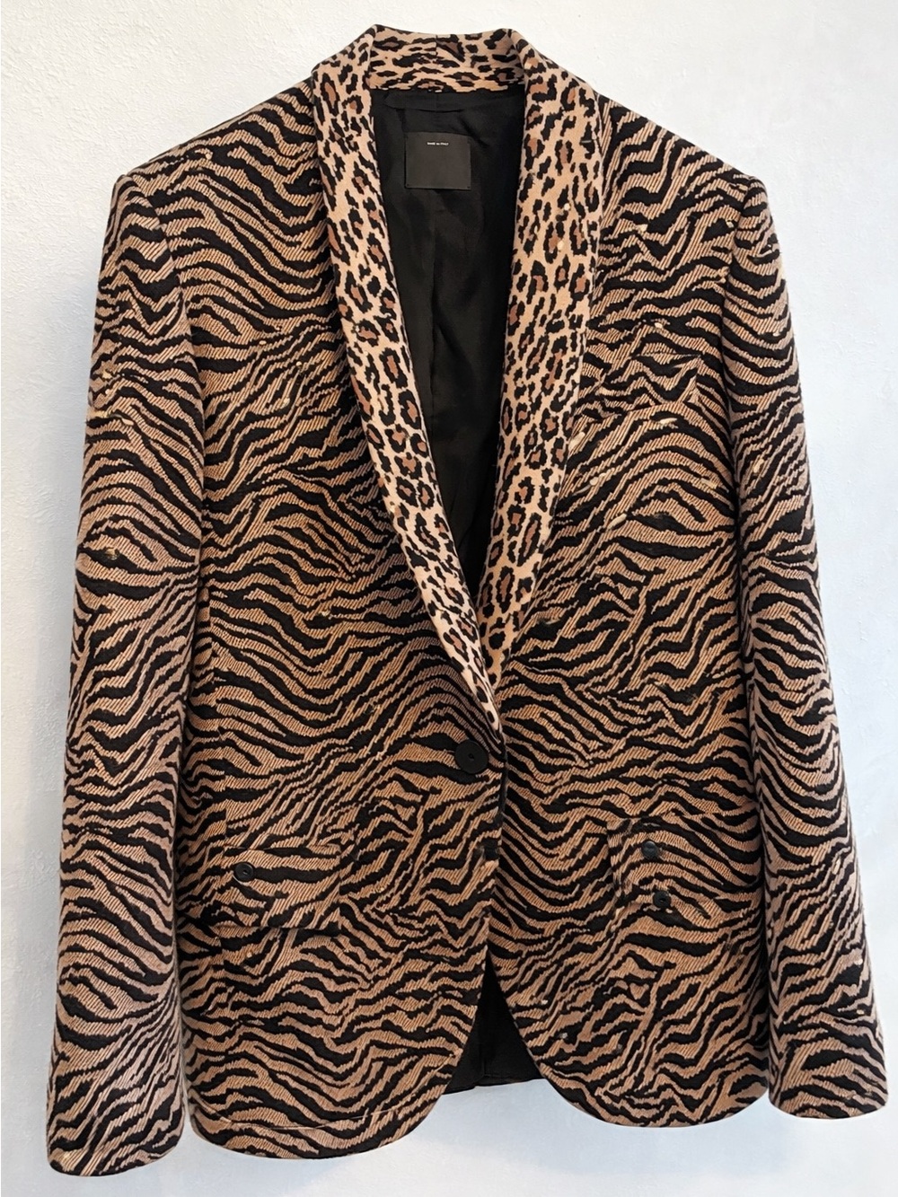 Pinko Tan and Black Animal Print Blazer